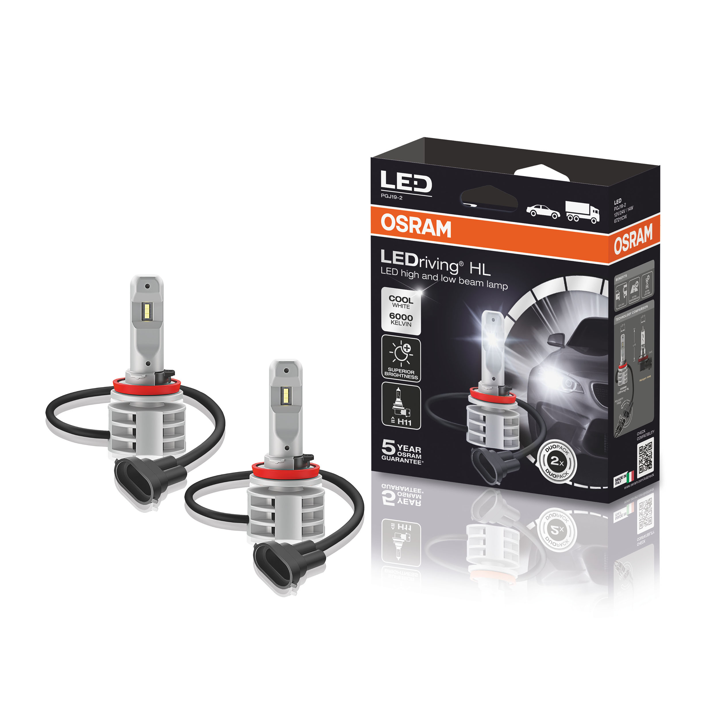 Osram Ledriving Hl Gen H Led K Cool White Headlight Bulb Kit